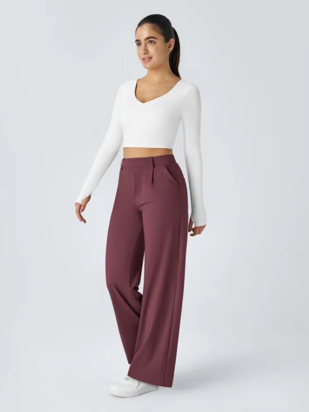 Halara Flex High Waisted Pocket Straight Leg Crepe Work Pants XS Reg